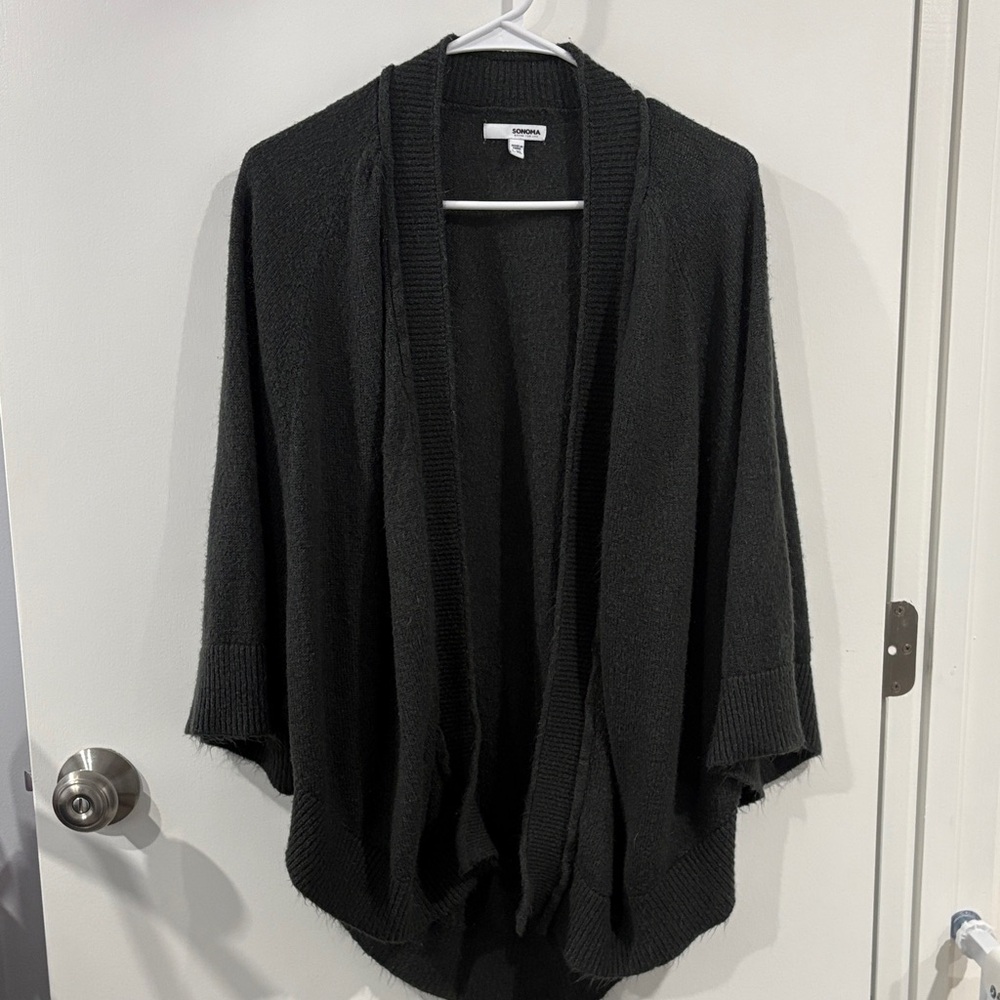 Dark Grey Open-Front Butterfly Style Cardigan
